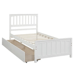 Bellemave® Twin Size Wood Platform Bed with Two Drawers