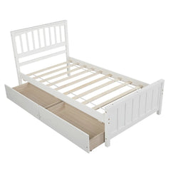 Bellemave® Twin Size Wood Platform Bed with Two Drawers