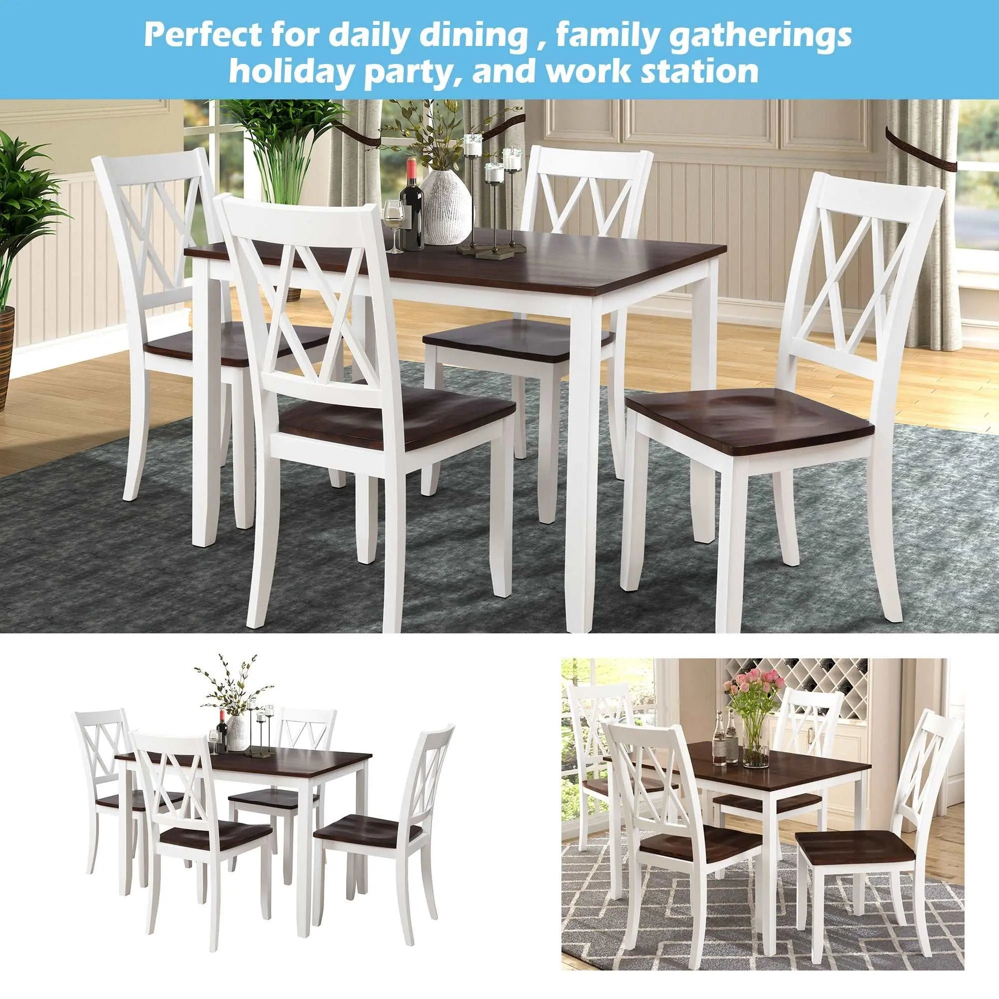 Bellemave 5-Piece Dining Table Set Home Kitchen Table and Chairs Wood Dining Set