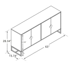 Bellemave® Solid Wood Special Shape Square Handle Design with 4 Doors and Double Storage Sideboard Bellemave®