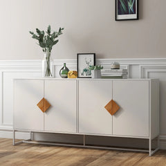 Bellemave® Solid Wood Special Shape Square Handle Design with 4 Doors and Double Storage Sideboard Bellemave®