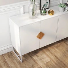 Bellemave® Solid Wood Special Shape Square Handle Design with 4 Doors and Double Storage Sideboard Bellemave®