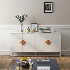 Bellemave® Solid Wood Special Shape Square Handle Design with 4 Doors and Double Storage Sideboard Bellemave®