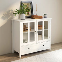 Bellemave® Buffet Storage Cabinet with Double Glass Doors and Unique Bell Handle Bellemave®