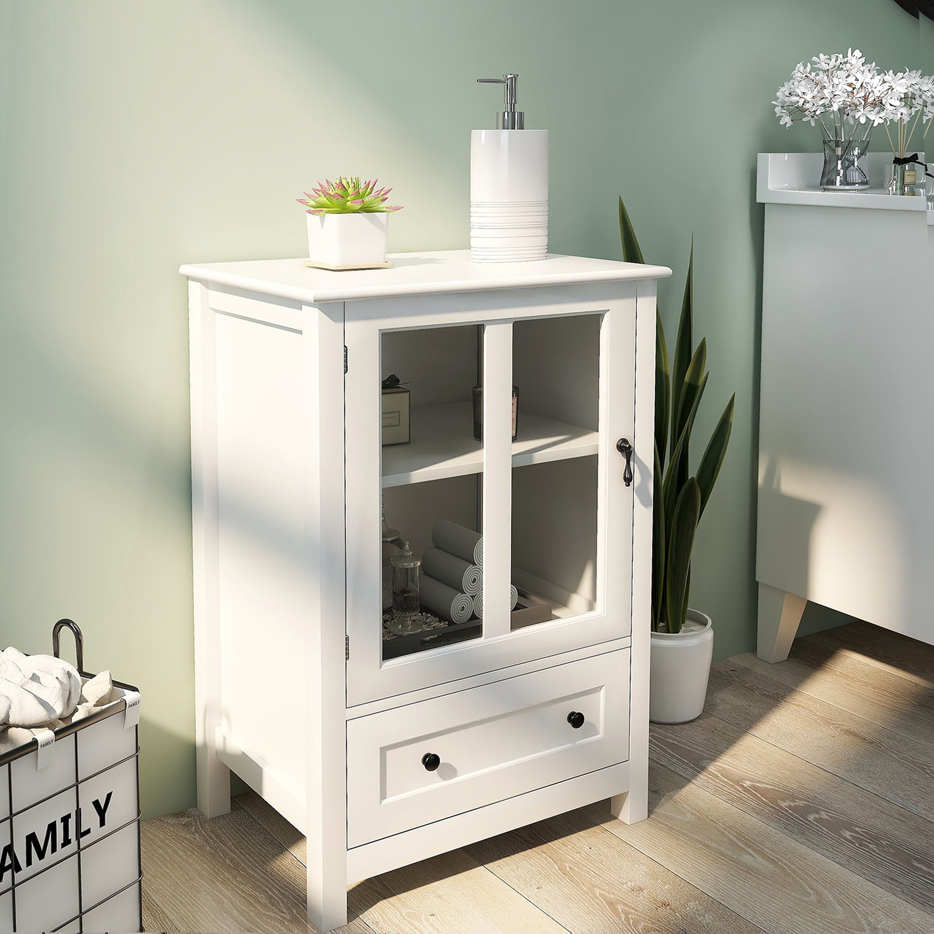 Bellemave® Buffet Storage Cabinet with Single Glass Doors and Unique Bell Handle Bellemave®
