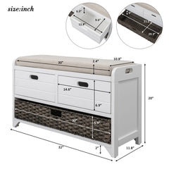 Bellemave® Storage Bench with Removable Basket and 2 Drawers Bellemave®