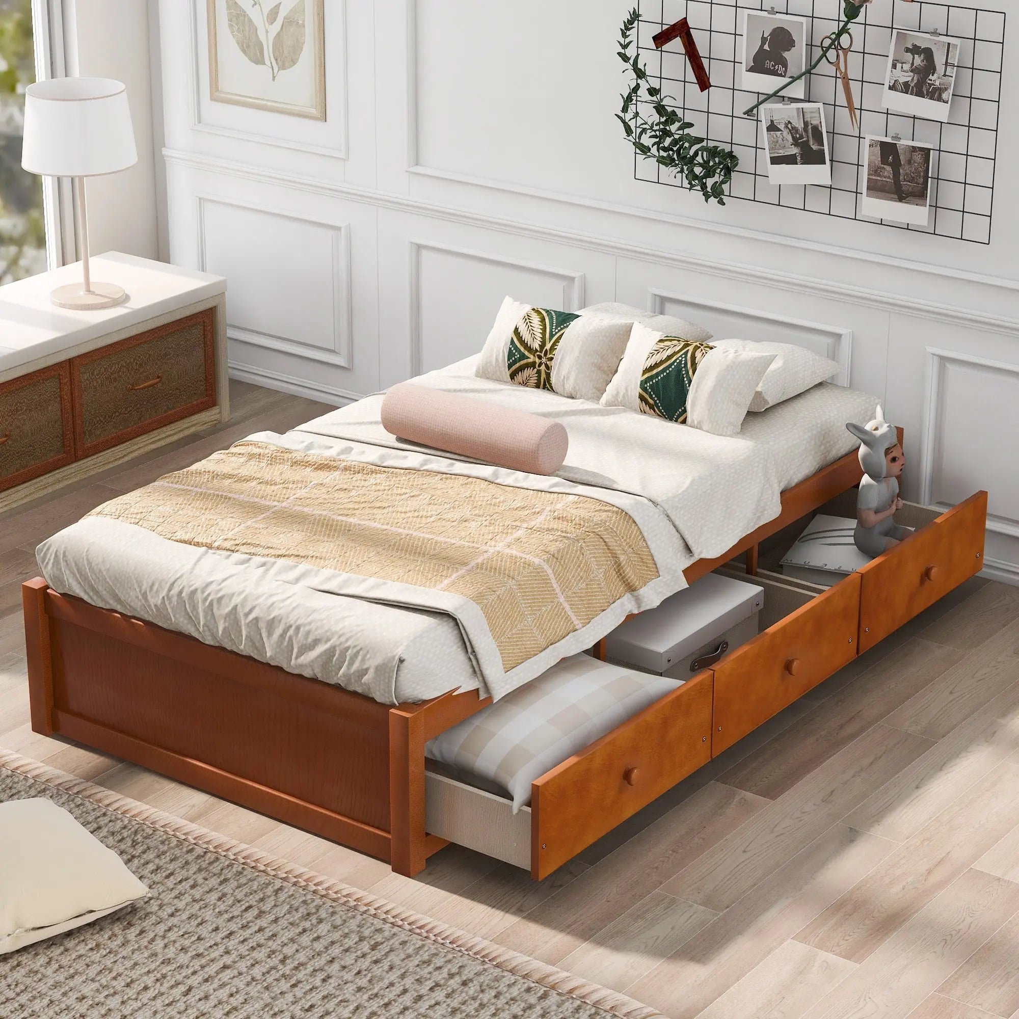 Bellemave Twin Size Platform Storage Bed with 3 Drawers Bellemave