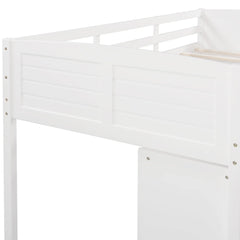 Bellemave® Twin Size Low Loft Bed with Cabinets, Shelves and Slide Bellemave®