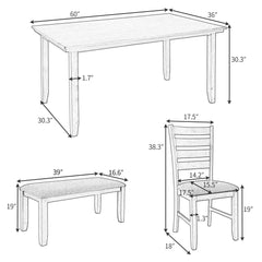 Bellemave® Dining Room Table and Chairs with Bench, Rustic Wood Dining Set Bellemave®