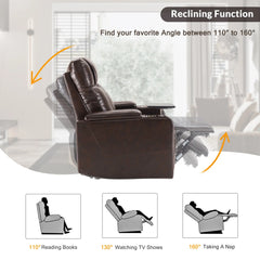 Bellemave® Power Motion Recliner with USB Charging Port and Hidden Arm Storage,2 Cup Holders and 360° Swivel Tray Table Bellemave®