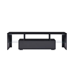 Bellemave 63" Fashion TV Stand with LED Light Belt, Toughened Glass Shelf and Metal Handle Bellemave