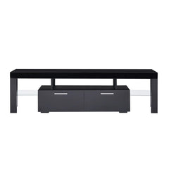 Bellemave 63" Fashion TV Stand with LED Light Belt, Toughened Glass Shelf and Metal Handle Bellemave