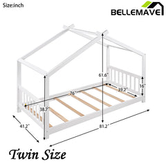 Bellemave® Twin Size House Bed with Headboard and Footboard