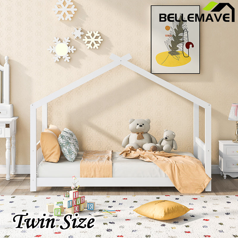 Bellemave® Twin Size House Bed with Headboard and Footboard