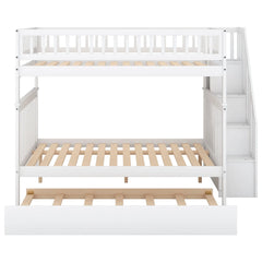 Bellemave® Full Size Bunk Bed with Trundle Bed and Staircase