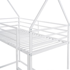 Bellemave® Twin Size Metal House Bunk Bed with Built-in Ladder/with Slide