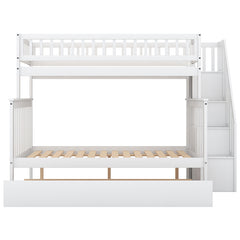 Bellemave® Twin over Full Bunk Bed with Trundle Bed and Staircase