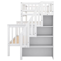 Bellemave® Twin over Full Bunk Bed with Storage Stairs Bellemave®