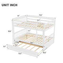 Bellemave® Full Size Convertible Bunk Bed with Trundle, Ladder and Safety Rails Bellemave®