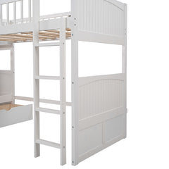 Bellemave® Twin Size Bunk Bed with a Loft Bed attached, with Two Drawers