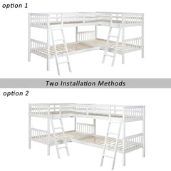 Bellemave® Twin Size L-Shaped Bunk Bed with Ladder