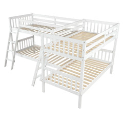 Bellemave® Twin Size L-Shaped Bunk Bed with Ladder