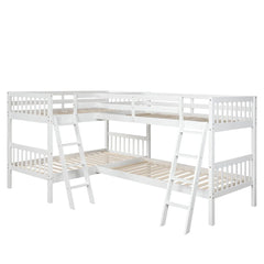 Bellemave® Twin Size L-Shaped Bunk Bed with Ladder