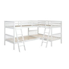 Bellemave® Twin Size L-Shaped Bunk Bed with Ladder