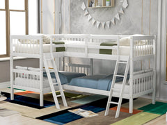 Bellemave® Twin Size L-Shaped Bunk Bed with Ladder