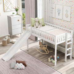 Bellemave® Low Loft Bed with Ladder and Slide Bellemave®