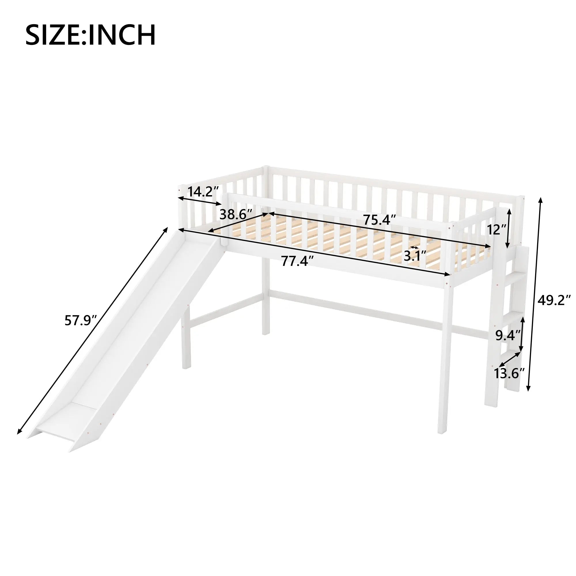 Bellemave® Low Loft Bed with Ladder and Slide Bellemave®