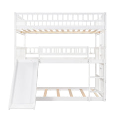 Bellemave® Full over Full & Full Triple Bunk Bed with Built-in Ladder and Slide Bellemave®