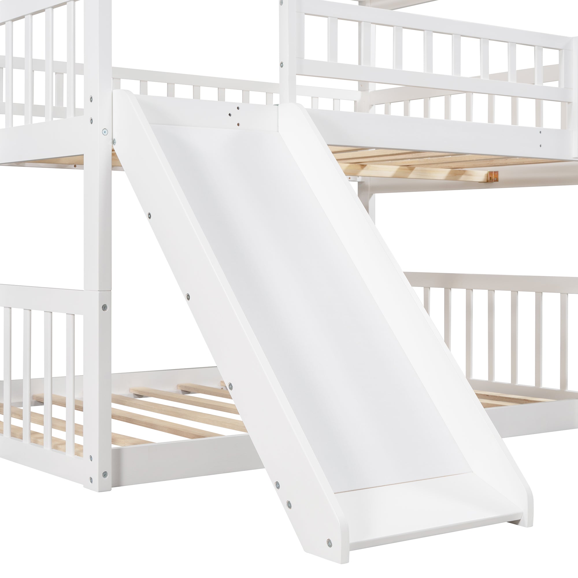 Bellemave® Full over Full & Full Triple Bunk Bed with Built-in Ladder and Slide Bellemave®