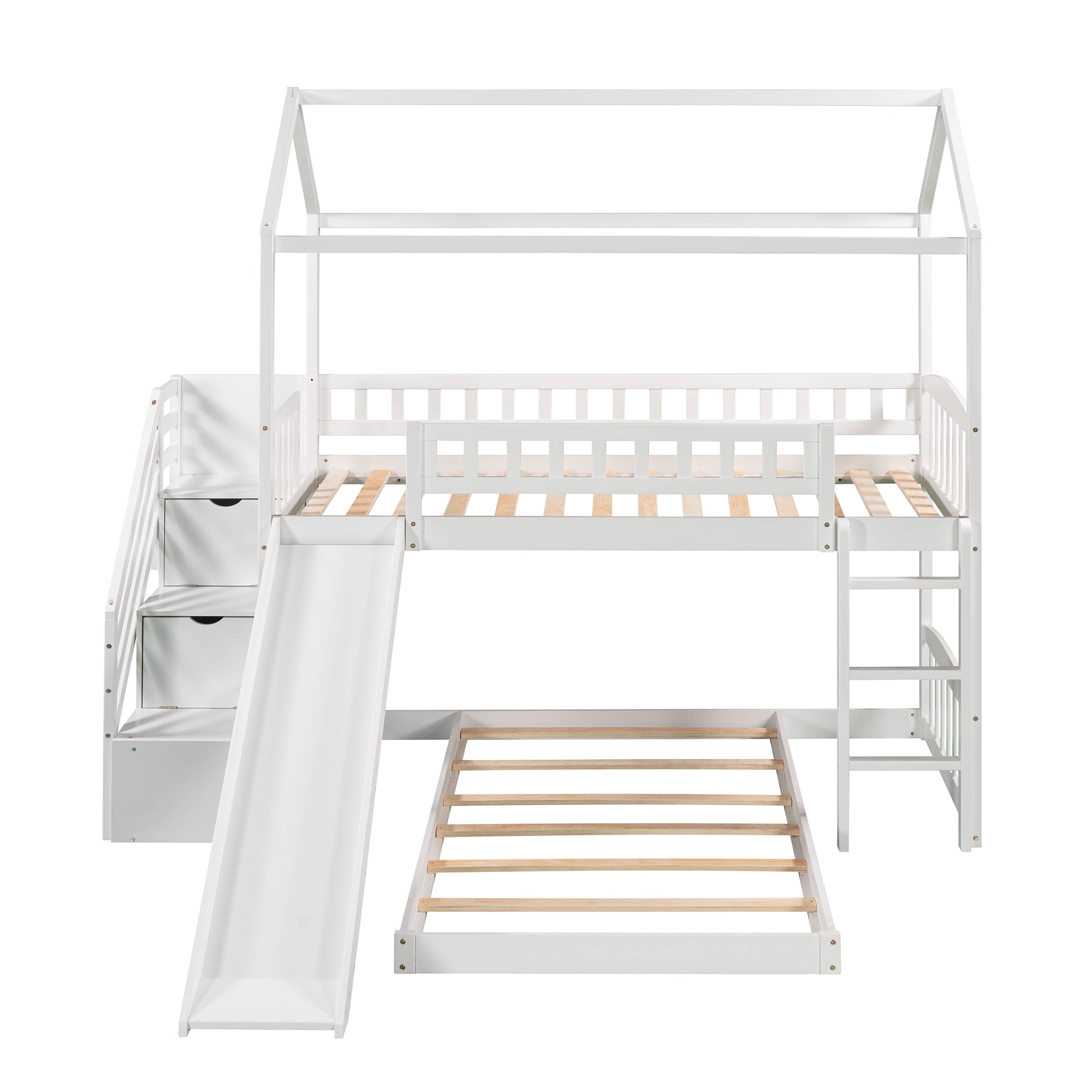Bellemave® Twin Size House Bunk Bed with Two Drawers and Slide Bellemave®