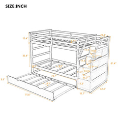 Bellemave® Bunk Bed with Trundle and Storage Stairs Bellemave®