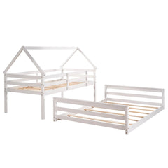 Bellemave Twin over Full House Bunk Bed with Built-in Ladder Bellemave