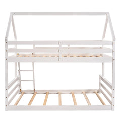 Bellemave Twin over Full House Bunk Bed with Built-in Ladder Bellemave