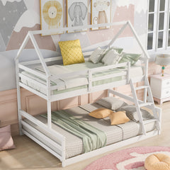 Bellemave Twin over Full House Bunk Bed with Built-in Ladder Bellemave