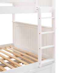 Bellemave® Full Size Bunk Bed with Twin Size Trundle and Guardrails