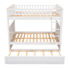 Bellemave® Full Size Bunk Bed with Twin Size Trundle and Guardrails