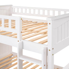 Bellemave® Full Size Bunk Bed with Twin Size Trundle and Guardrails