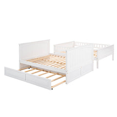 Bellemave® Full Size Bunk Bed with Twin Size Trundle and Guardrails