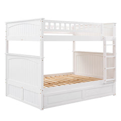 Bellemave® Full Size Bunk Bed with Twin Size Trundle and Guardrails