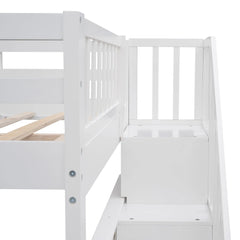 Bellemave® Full Size Stairway Bunk Bed with Storage and Guard Rail Bellemave®