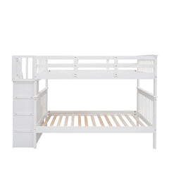 Bellemave® Full Size Stairway Bunk Bed with Storage and Guard Rail Bellemave®