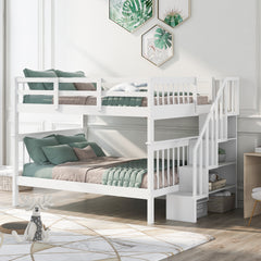 Bellemave® Full Size Stairway Bunk Bed with Storage and Guard Rail Bellemave®