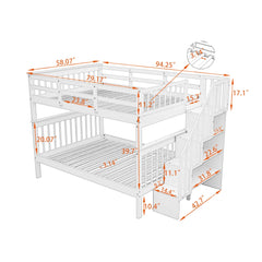 Bellemave® Full Size Stairway Bunk Bed with Storage and Guard Rail Bellemave®