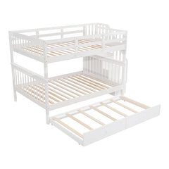 Bellemave® Full Size Bunk Bed with Trundle Bed, Storage and GuardRail