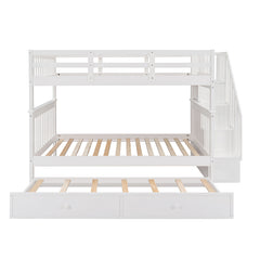 Bellemave® Full Size Bunk Bed with Trundle Bed, Storage and GuardRail