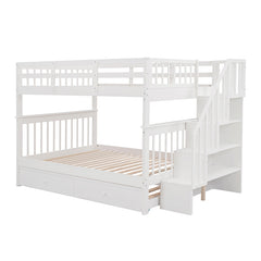 Bellemave® Full Size Bunk Bed with Trundle Bed, Storage and GuardRail